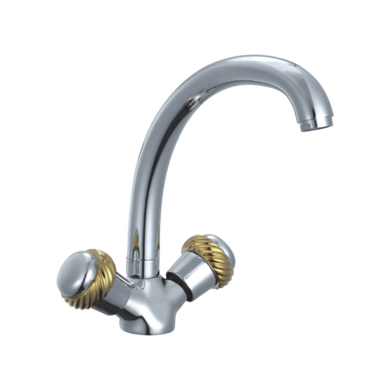 Chrome And Golden Two Handle Doll Kitchen Faucet