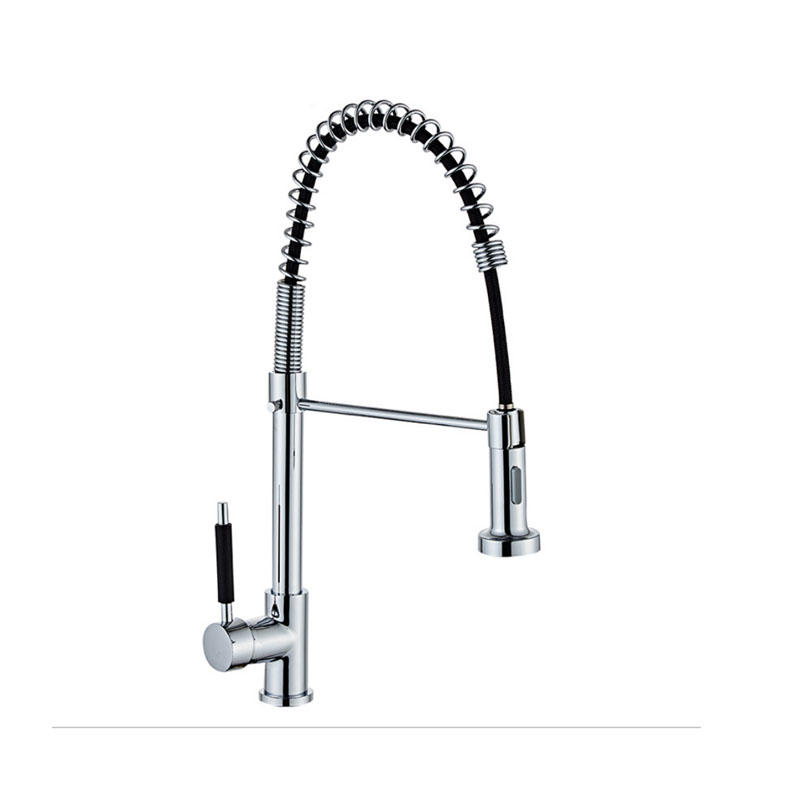 Spring Spray Single Handle High Stainless Steel Spout Kitchen Faucet