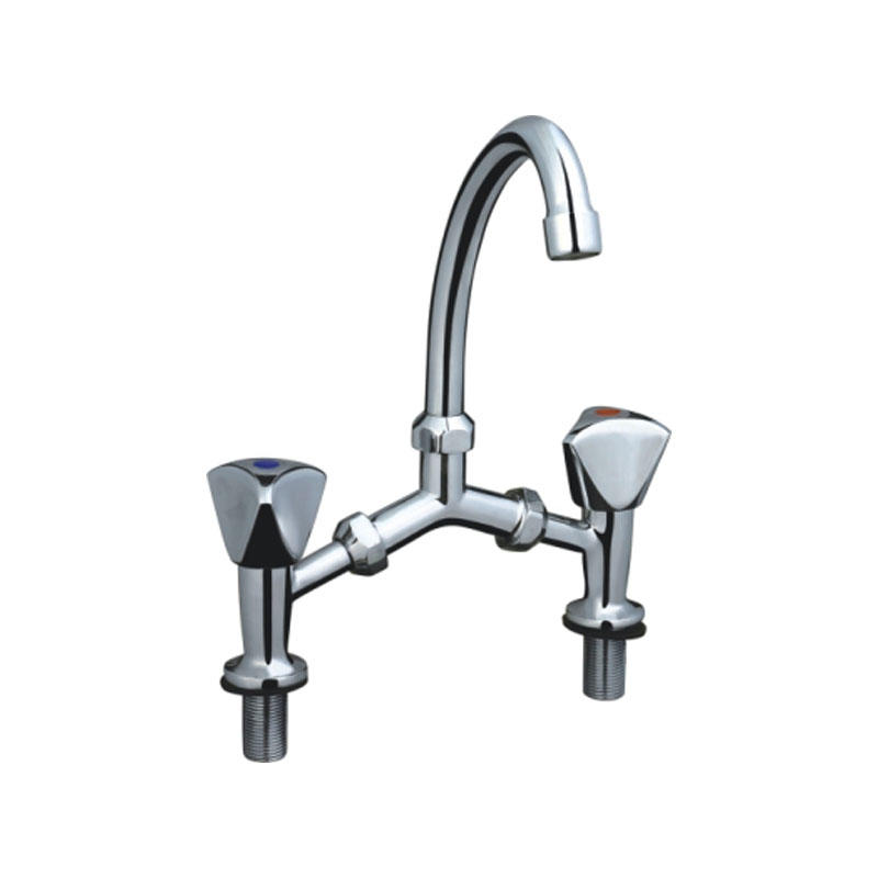 Jet Spray Two Handle Angle Body Kitchen Faucet