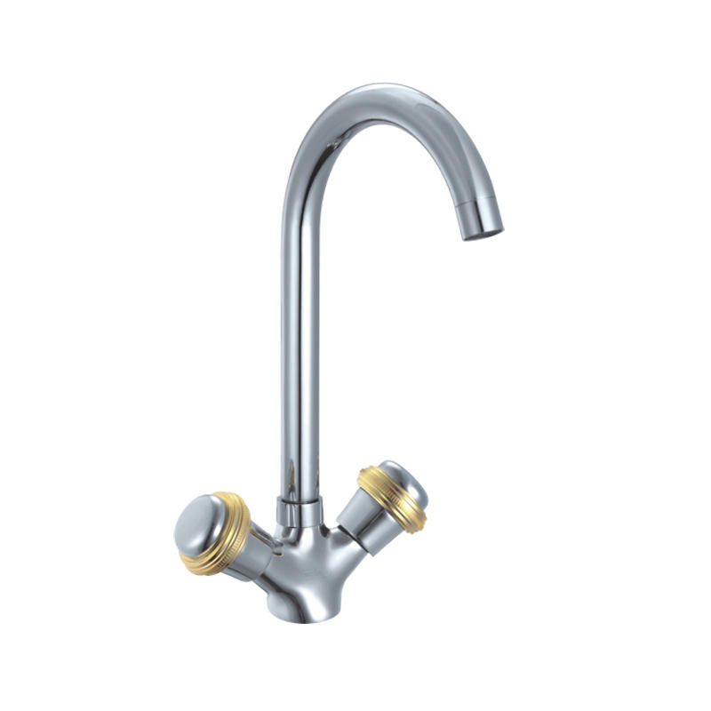 Chrome And Golden Two Handle Doll Kitchen Faucet